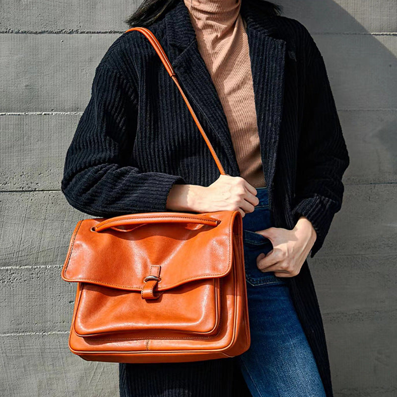 Women's Handmade Cowhide Advanced Texture Design Commuter Shoulder Bags