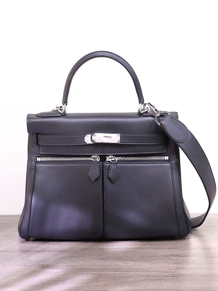 Home Double Zipper Imported Top Layer Crossbody Bags