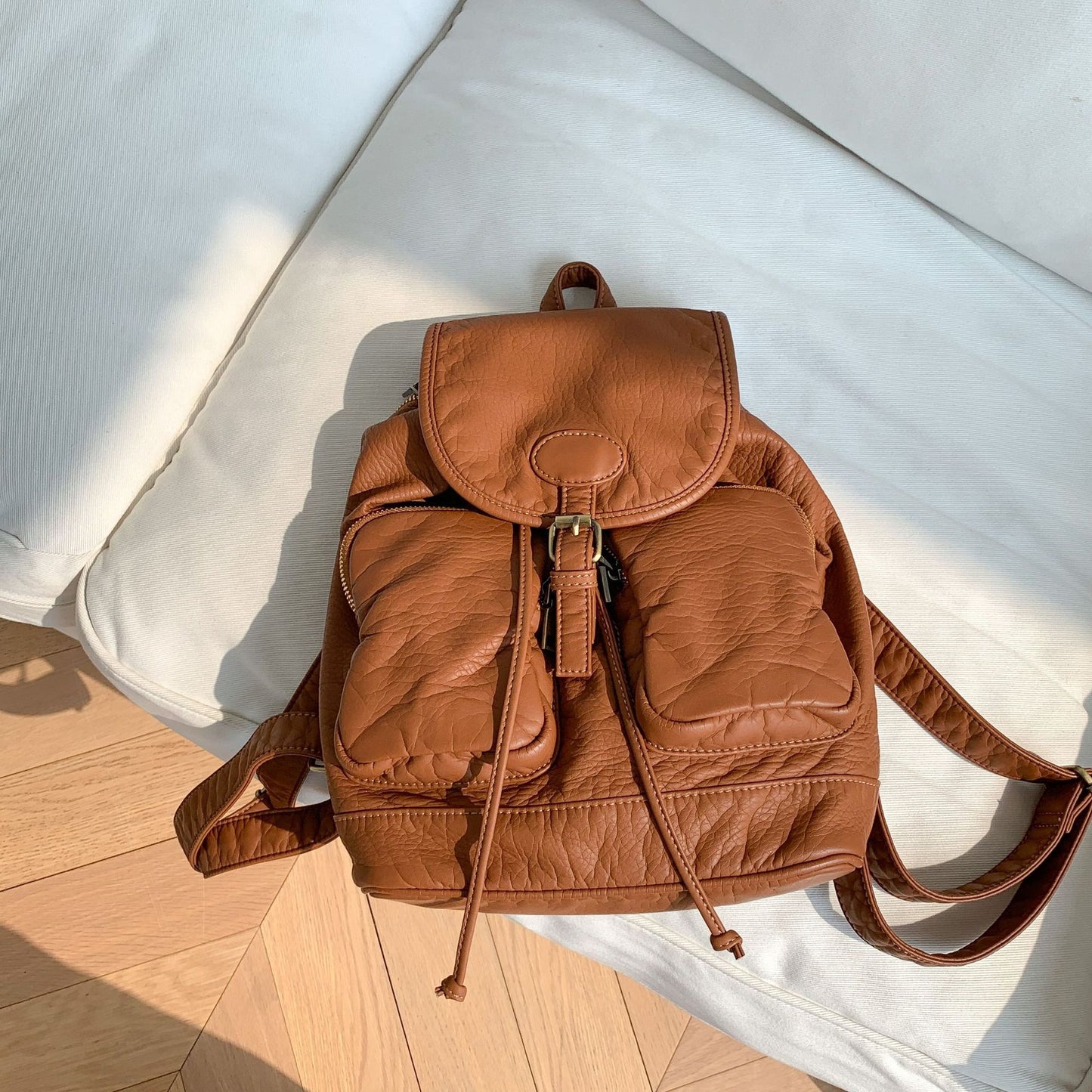 Minority Simple Versatile Sier Pleated Soft Backpacks