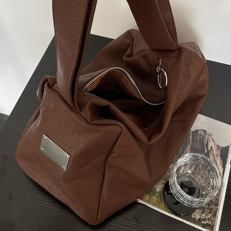 Women's Ge Large Capacity Texture Vintage Wide Shoulder Bags