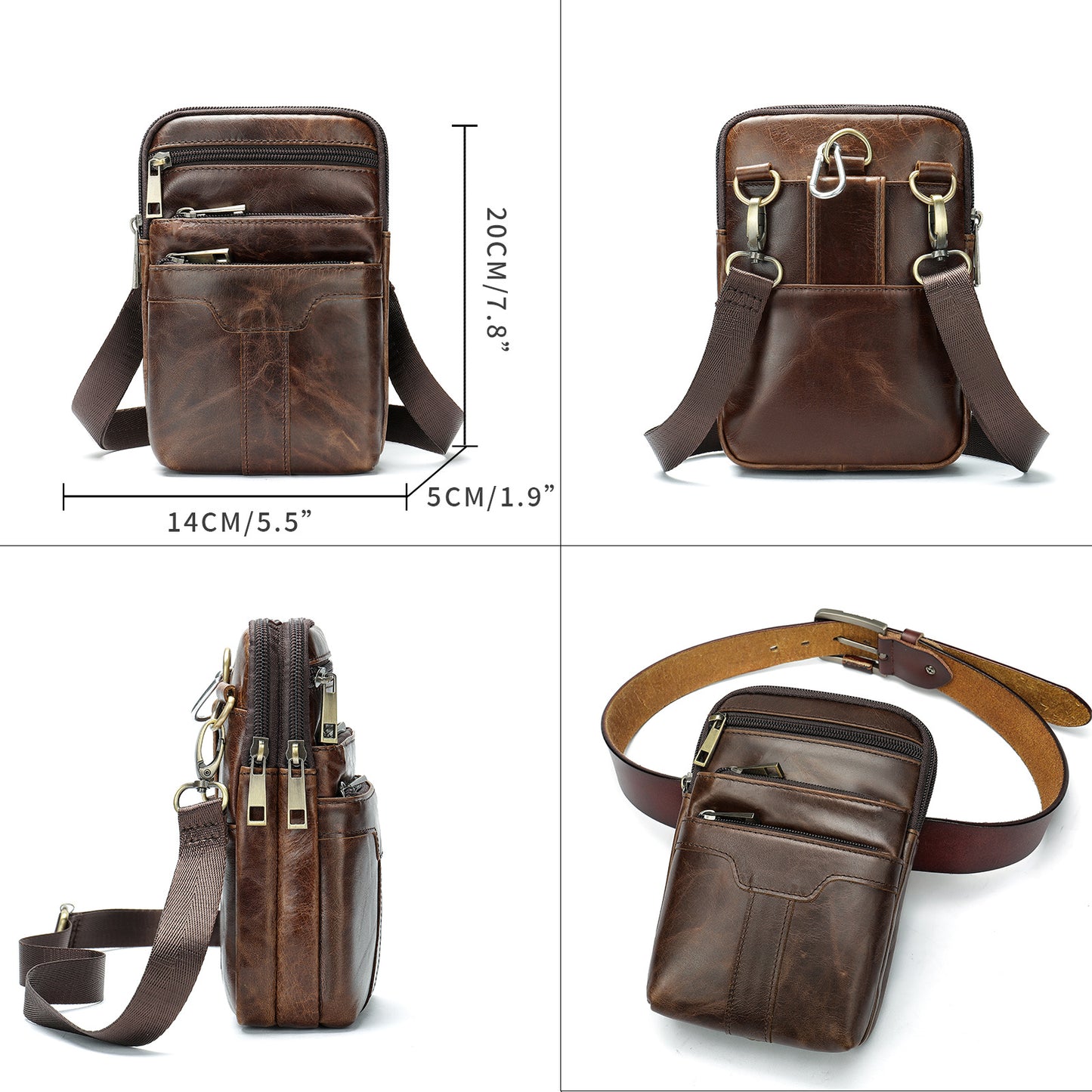 Men's First Layer Cowhide Vintage Saddle Leather Bags