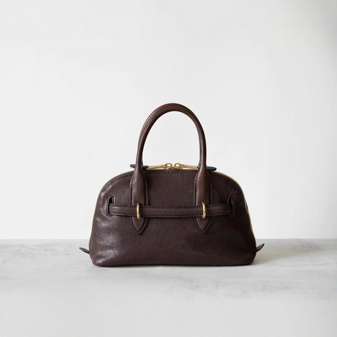 Spring Imported Vegetable Tanned Sheepskin Bowling Handbags