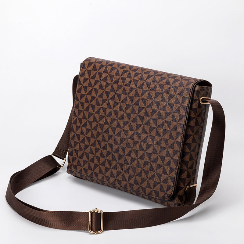 Men's Business Retro Plaid Flap Large Capacity Men's Shoulder Bags