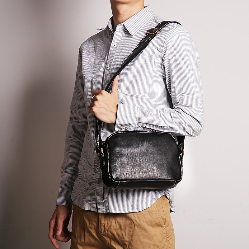 Women's & Men's & Fashion Simple Crazy Horse Leather Men's Shoulder Bags