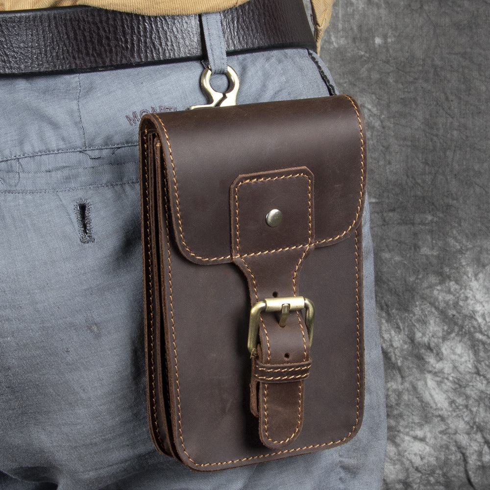 Horse Leather Mobile Vertical Retro First Layer Phone Bags