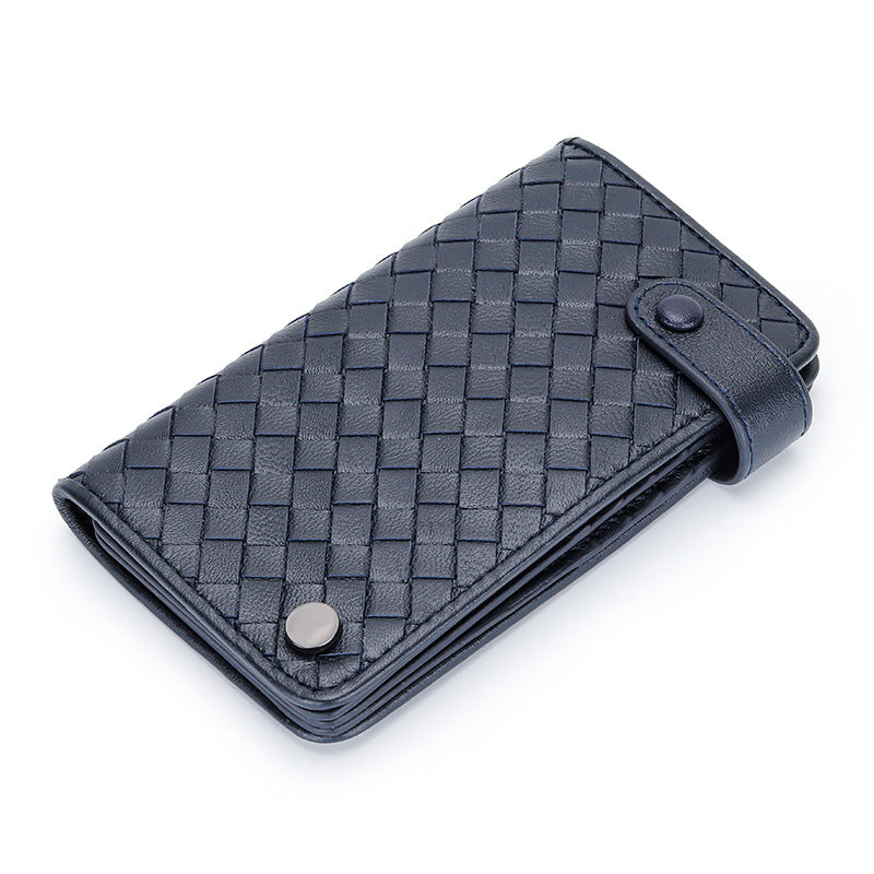 Women's & Men's Sheepskin Woven Large Capacity Genuine Leather Card Holder