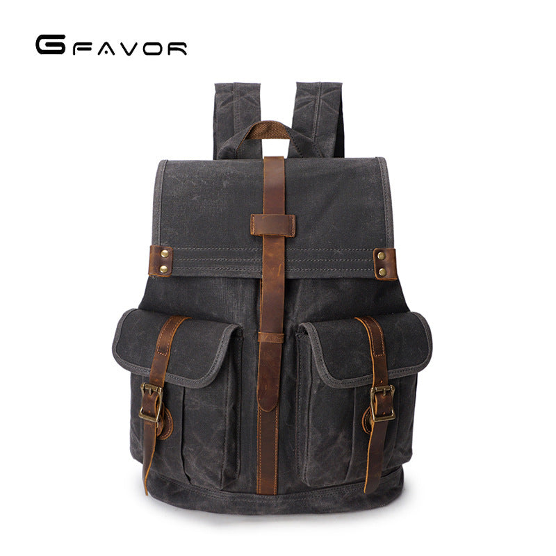 Men's Oil Wax Canvas Vintage Waterproof Backpacks