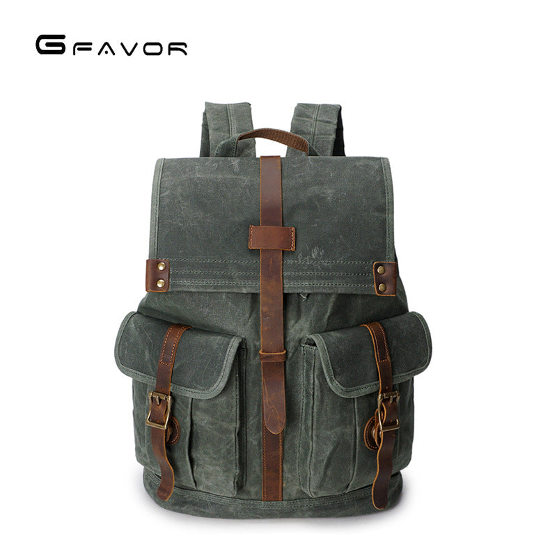 Men's Oil Wax Canvas Vintage Waterproof Backpacks