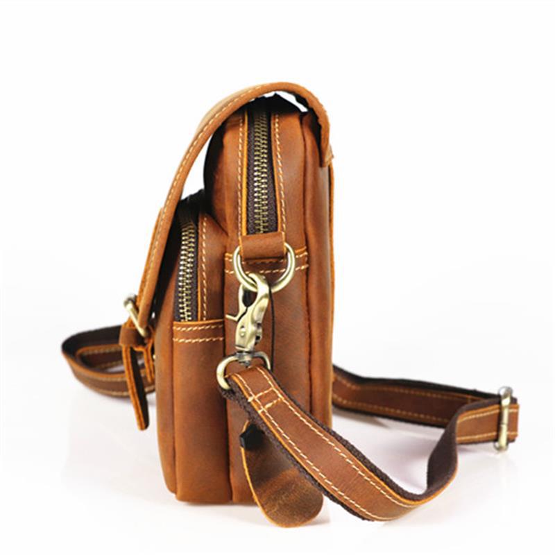 Men's Vertical Cover Top Layer Cowhide Crazy Horse Men's Shoulder Bags