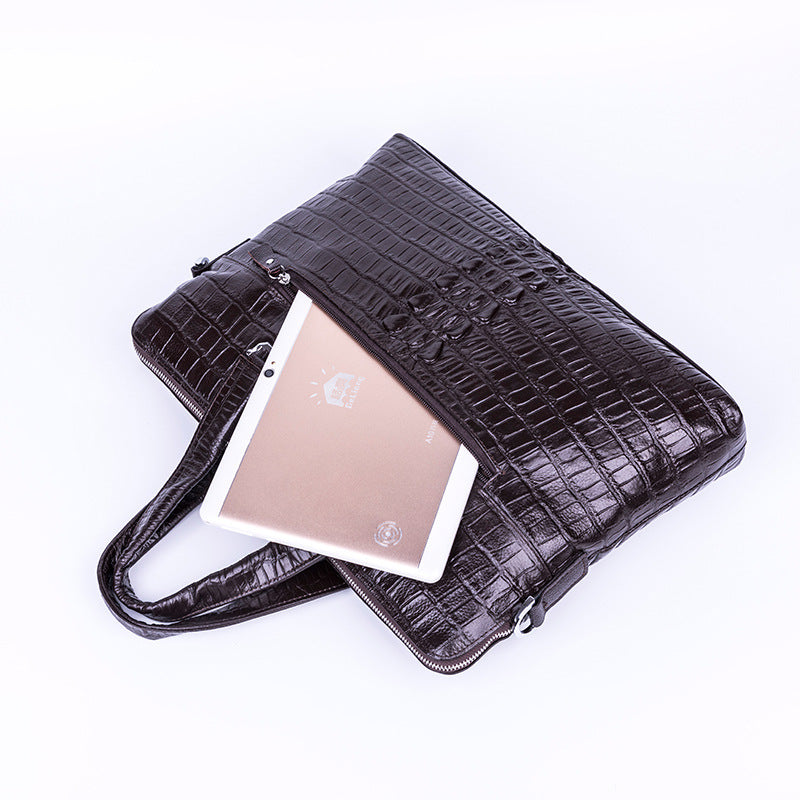 Men's Embossed First Layer Cowhide Fashion Business Men's Handbags