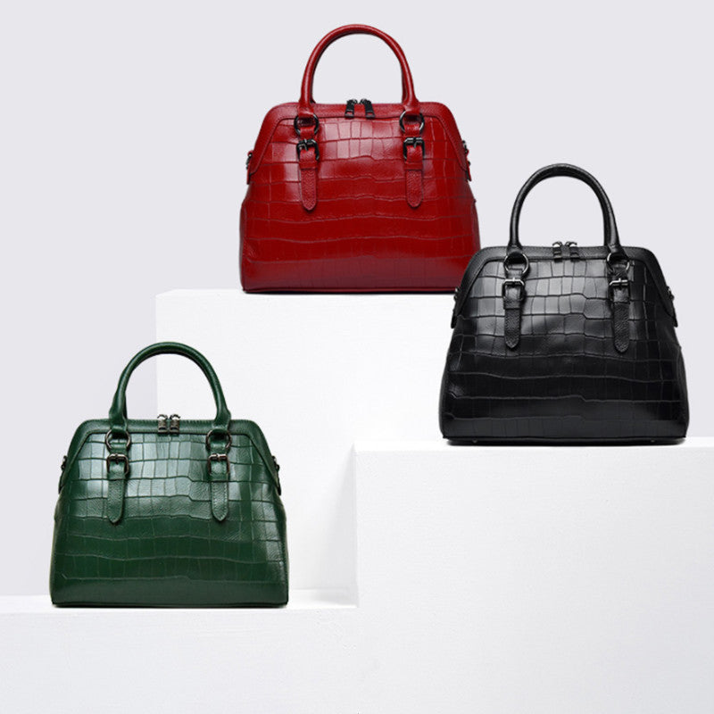 Women's Leather Shell Fashion Crocodile Pattern Cowhide Bags
