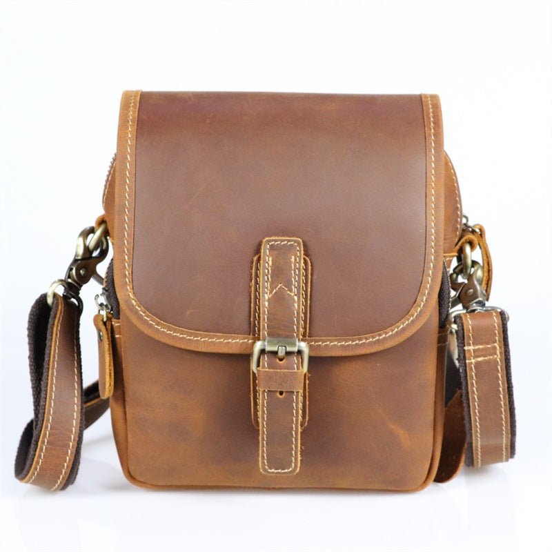 Men's Vertical Cover Top Layer Cowhide Crazy Horse Men's Shoulder Bags