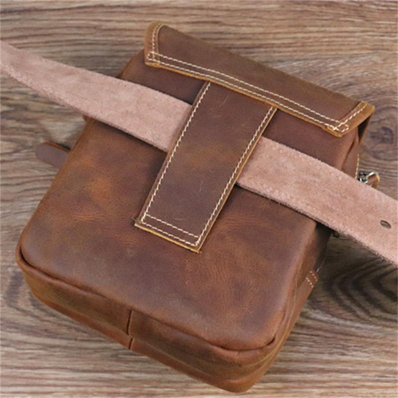 Men's Vertical Cover Top Layer Cowhide Crazy Horse Men's Shoulder Bags