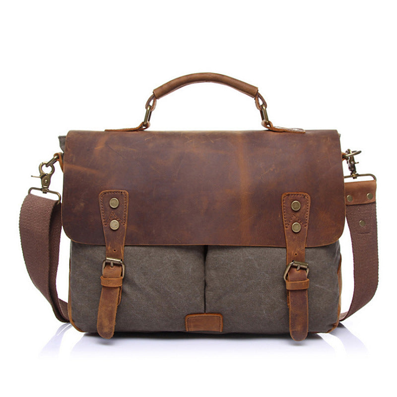 Men's Flying Vintage Canvas With Crazy Horse Men's Messenger Bags