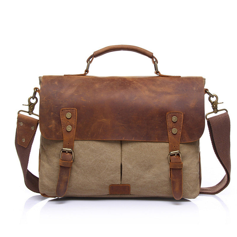 Men's Flying Vintage Canvas With Crazy Horse Men's Messenger Bags