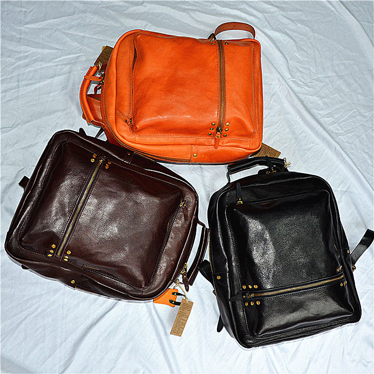 Genuine Leather Vintage Vegetable Tanned Washing Travel Bags