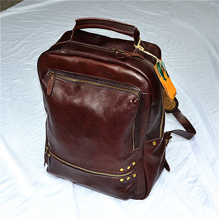Genuine Leather Vintage Vegetable Tanned Washing Travel Bags