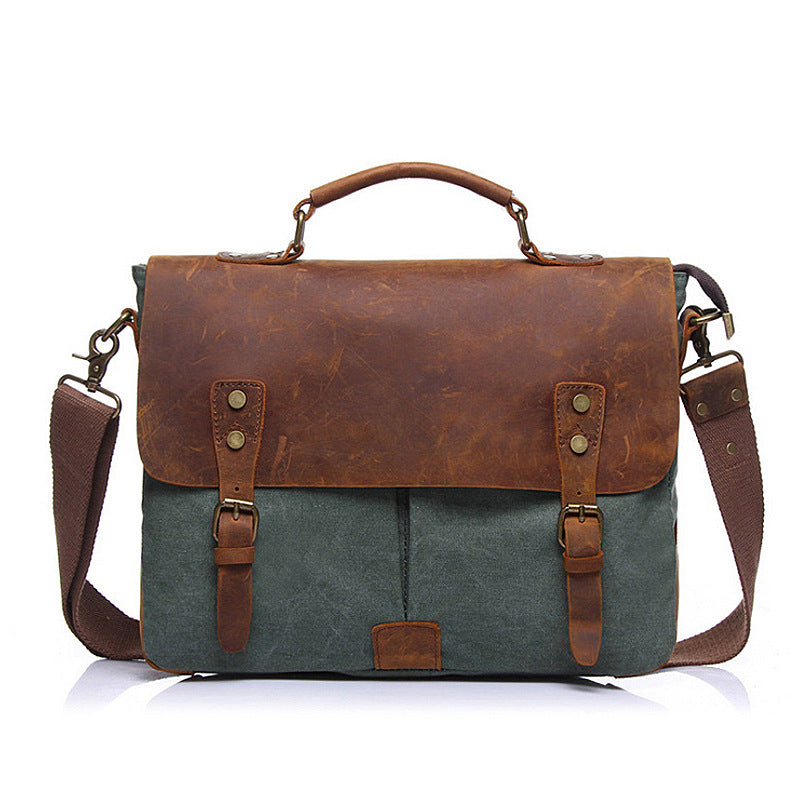 Men's Flying Vintage Canvas With Crazy Horse Men's Messenger Bags