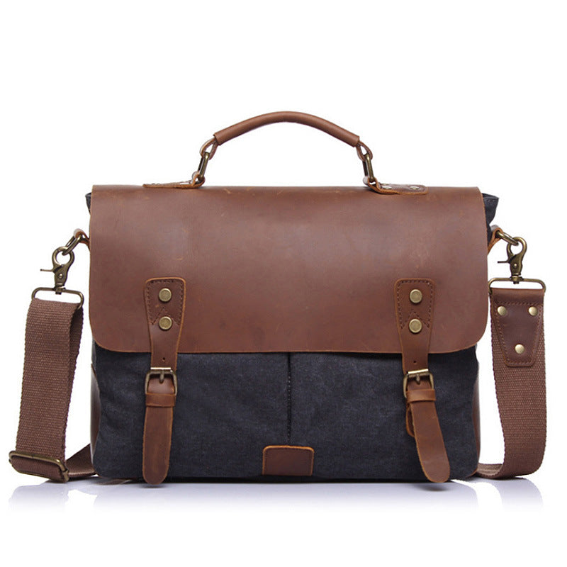 Men's Flying Vintage Canvas With Crazy Horse Men's Messenger Bags