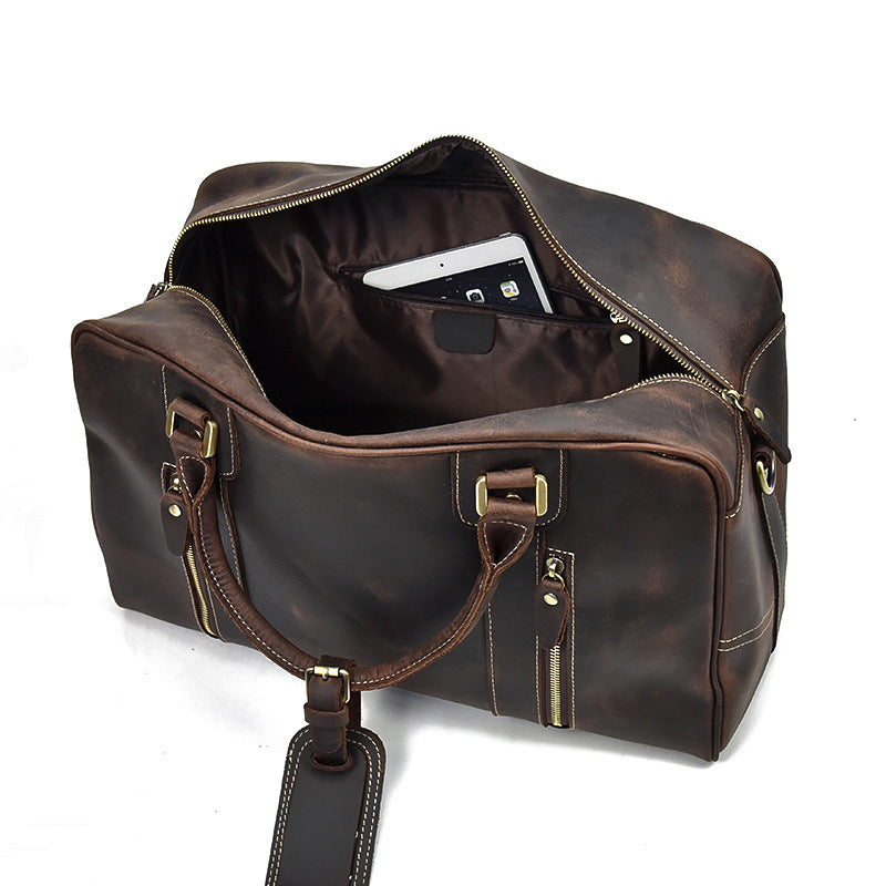 Leather Vintage Crazy Horse Large Capacity Travel Bags