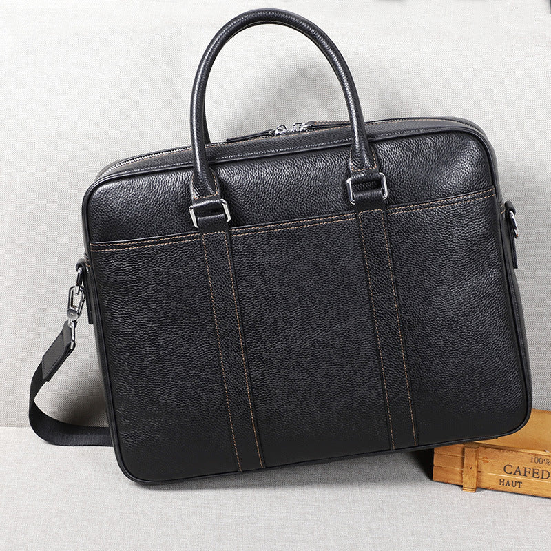 Men's Leather Horizontal First Layer Cowhide Computer Men's Briefcases