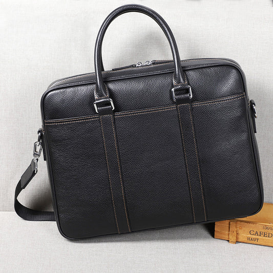 Men's Leather Horizontal First Layer Cowhide Computer Men's Briefcases