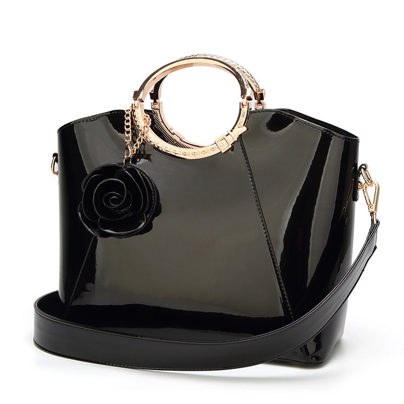 Women's Spring Fashion Patent Leather Elegant Bright Shoulder Bags