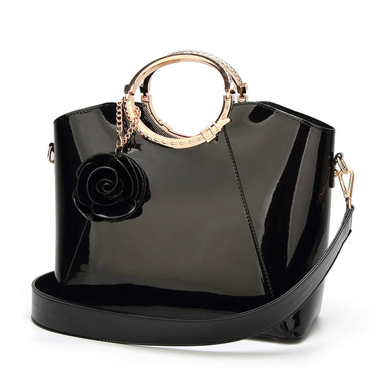 Women's Spring Fashion Patent Leather Elegant Bright Shoulder Bags