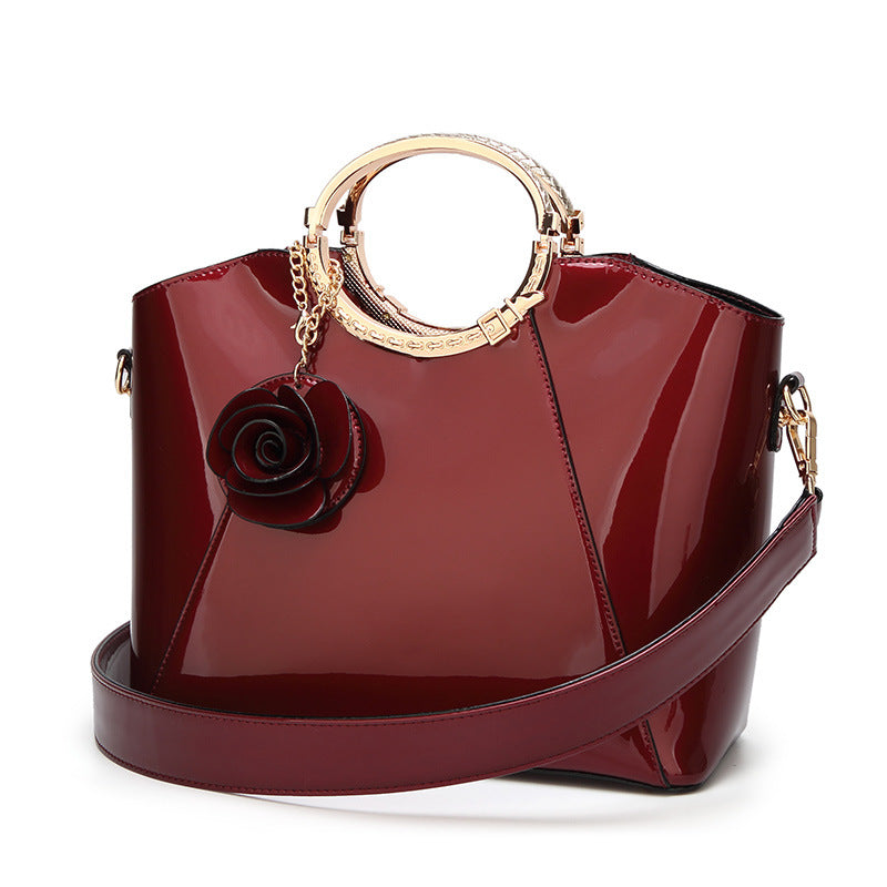Women's Spring Fashion Patent Leather Elegant Bright Shoulder Bags