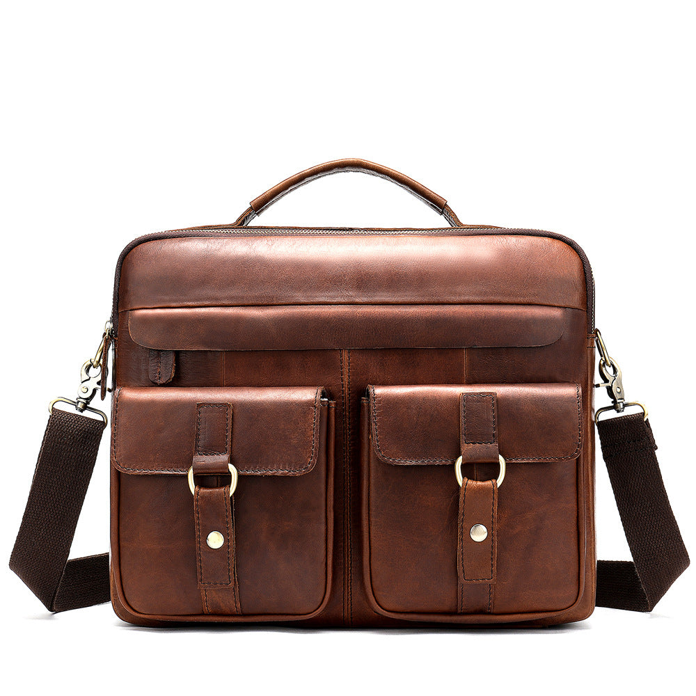 Men's Horse Leather Vintage First Layer Cowhide Men's Shoulder Bags