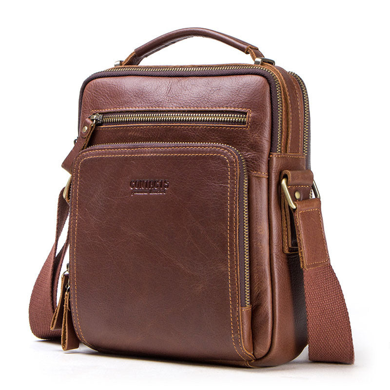 Men's Top Layer Cattlehide Leather Fashion Genuine Men's Messenger Bags
