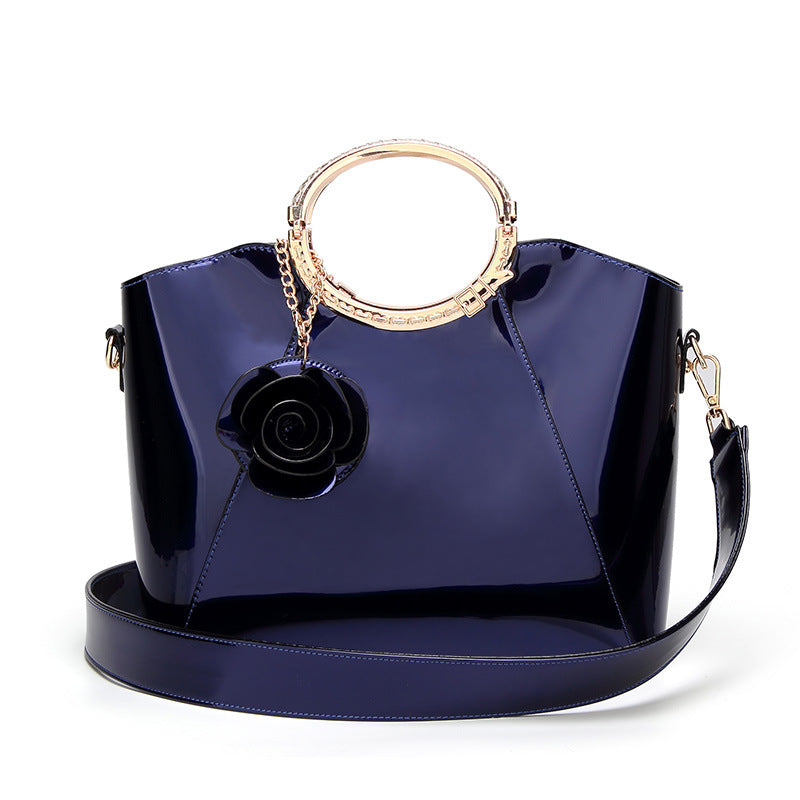 Women's Spring Fashion Patent Leather Elegant Bright Shoulder Bags