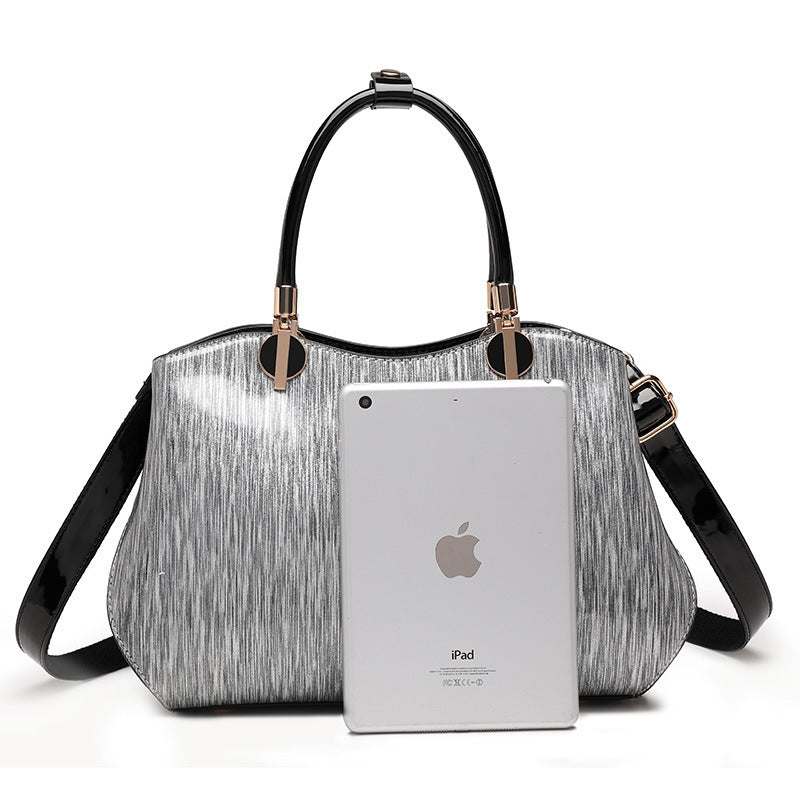 Women's Leather Mother Shiny Patent Portable Big Handbags