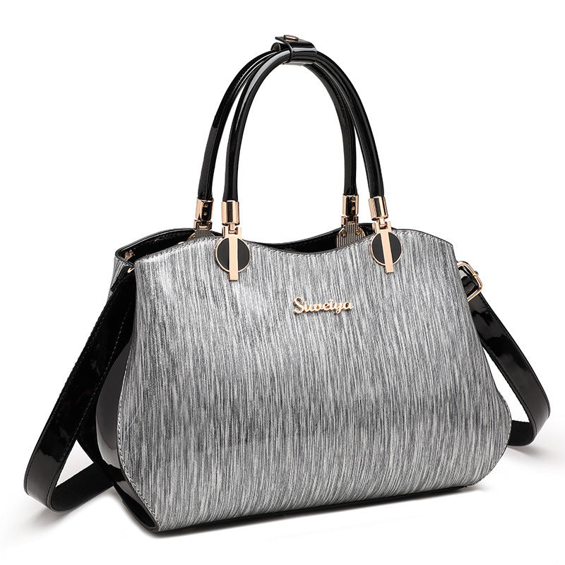 Women's Leather Mother Shiny Patent Portable Big Handbags