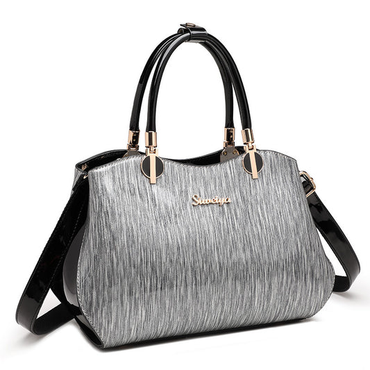 Women's Leather Mother Shiny Patent Portable Big Handbags
