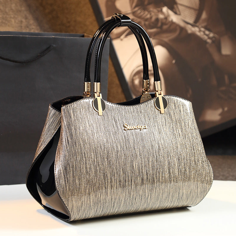 Women's Leather Mother Shiny Patent Portable Big Handbags