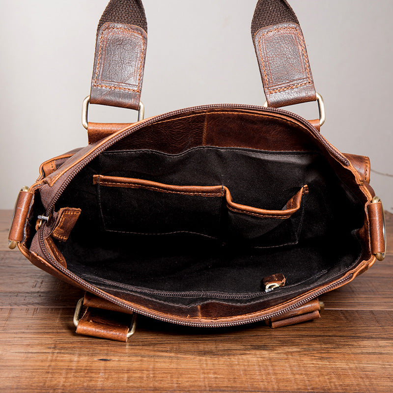 Men's Crazy Horse Oil Cowhide Leather Retro Men's Briefcases