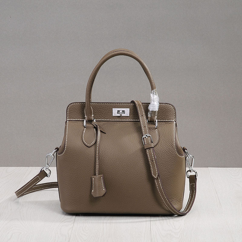 Women's Layer Cowhide Milk Carton Portable Korean Crossbody Bags
