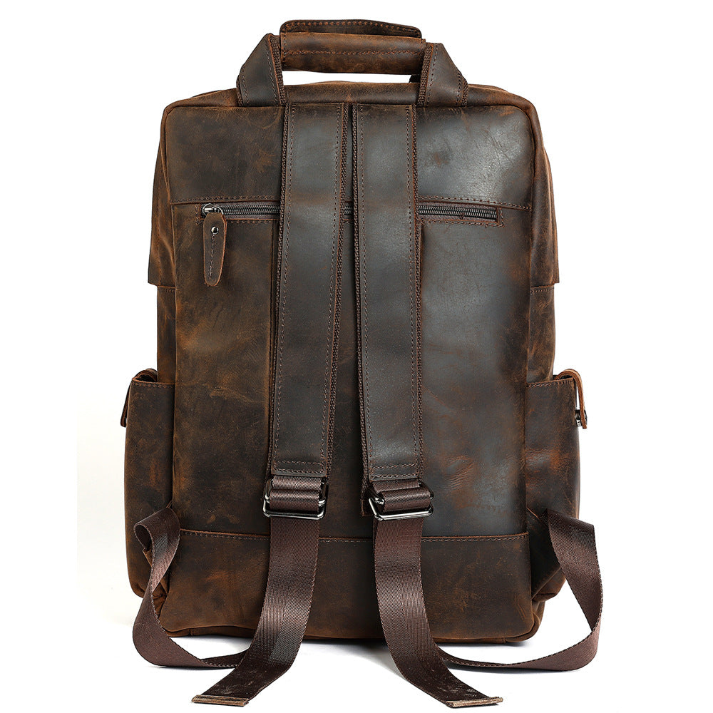 Men's Retro Crazy Horse Large Capacity Inch Backpacks