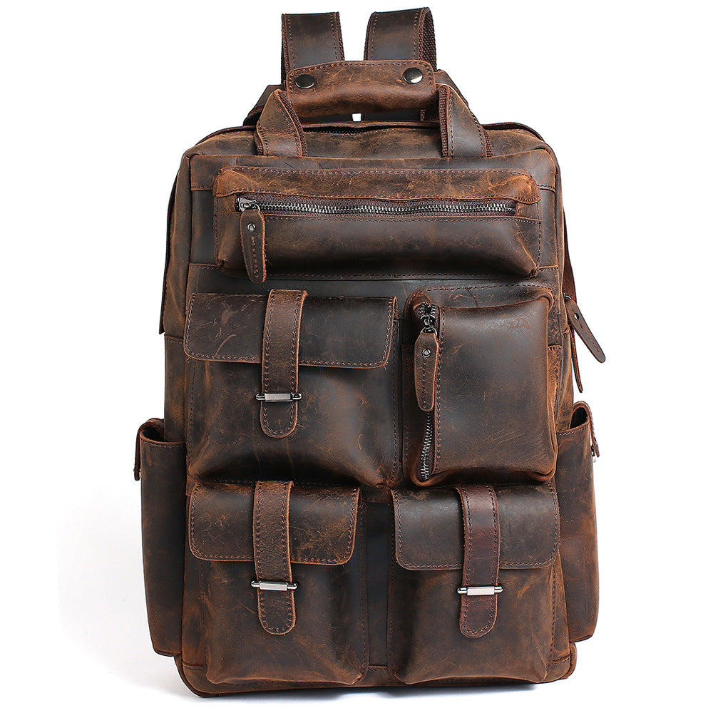 Men's Retro Crazy Horse Large Capacity Inch Backpacks