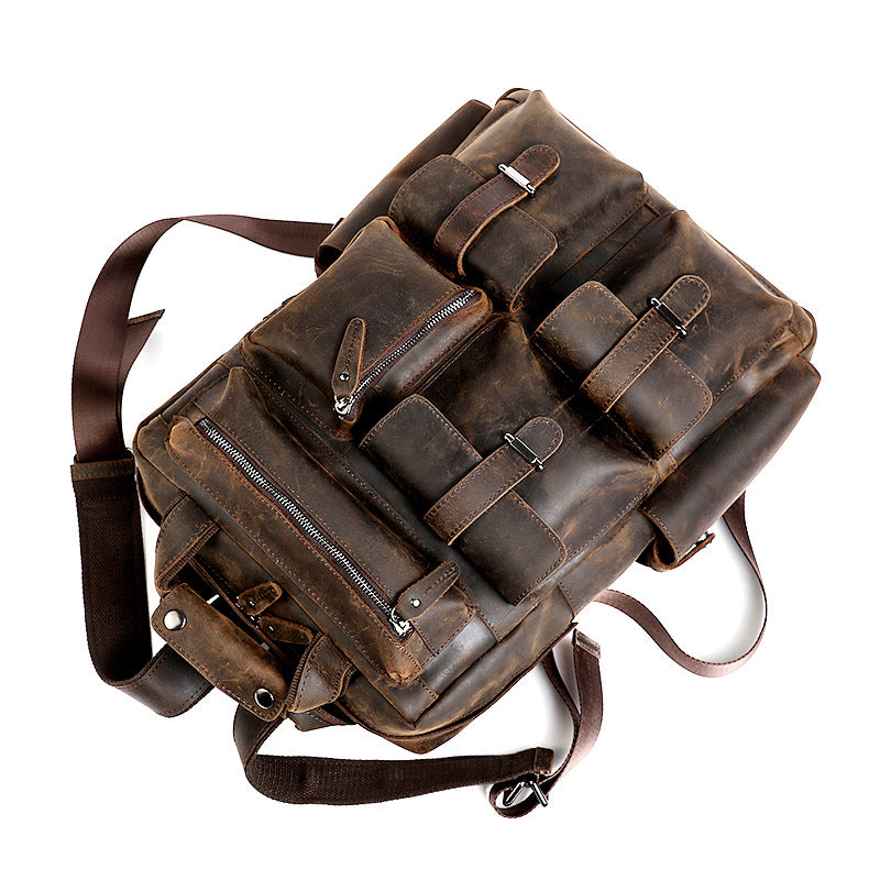 Men's Retro Crazy Horse Large Capacity Inch Backpacks