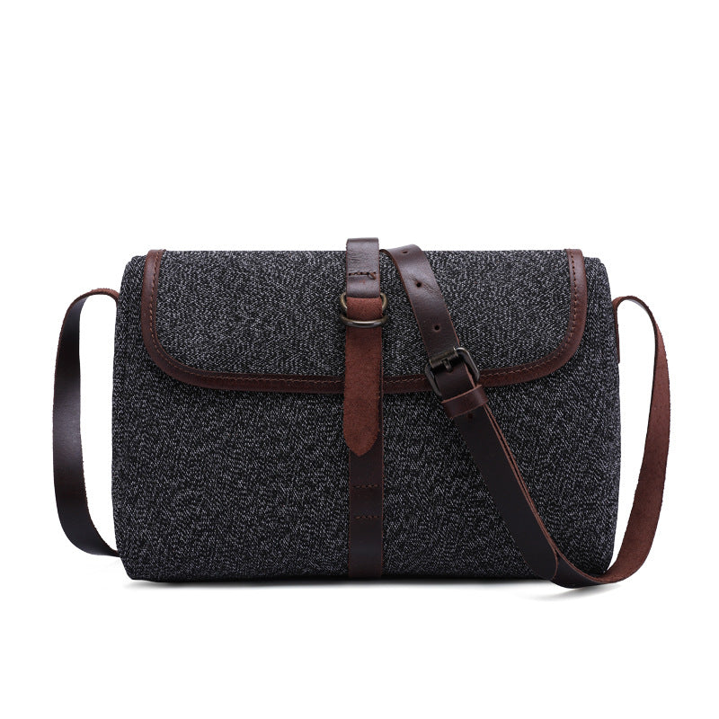 Women's & Men's & Canvas Horizontal Vintage Pepper Salt Men's Messenger Bags