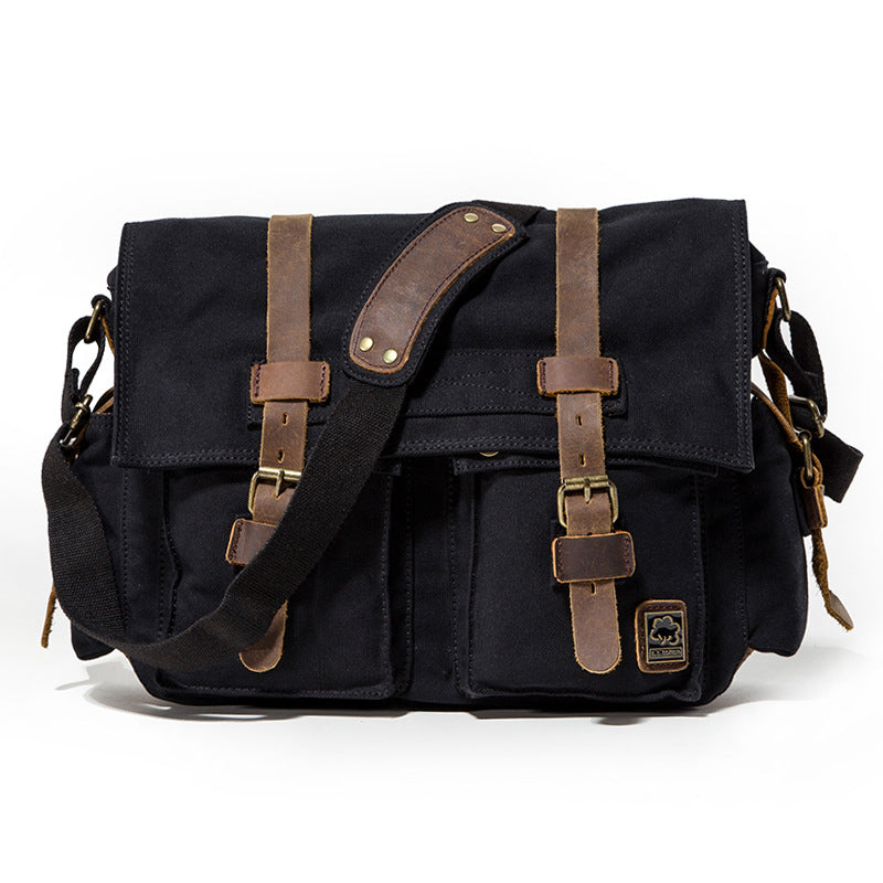 Men's Cotton Canvas Simple Medium Large Capacity Men's Messenger Bags