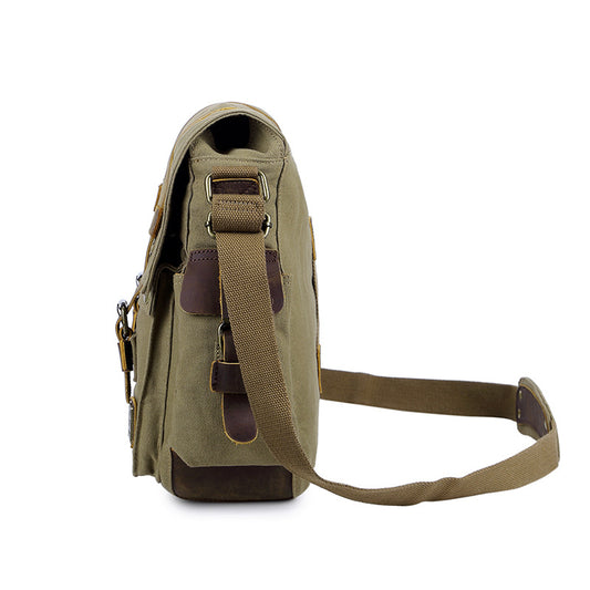 Men's Cotton Canvas Simple Medium Large Capacity Men's Messenger Bags