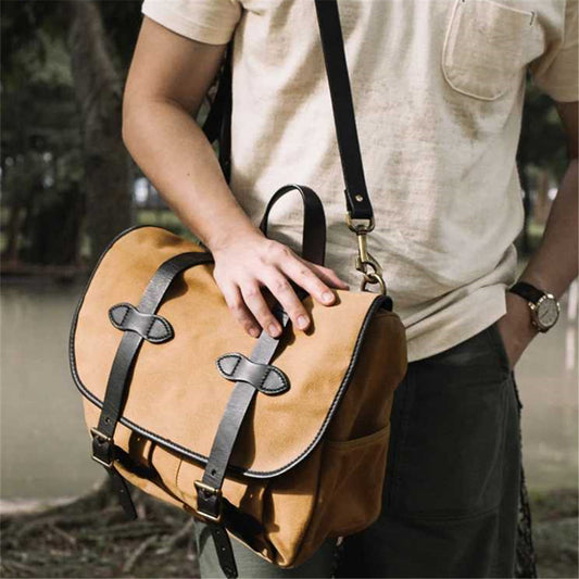 Men's American Portable Heavy Weight Oil Wax Shoulder Bags