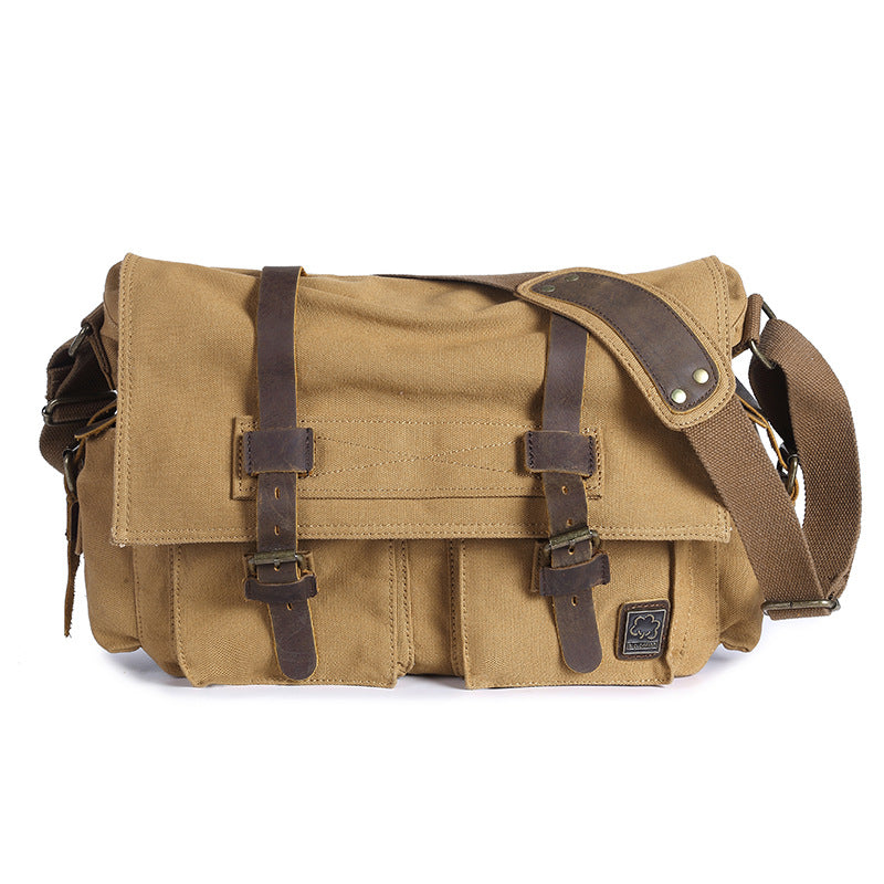 Men's Cotton Canvas Simple Medium Large Capacity Men's Messenger Bags