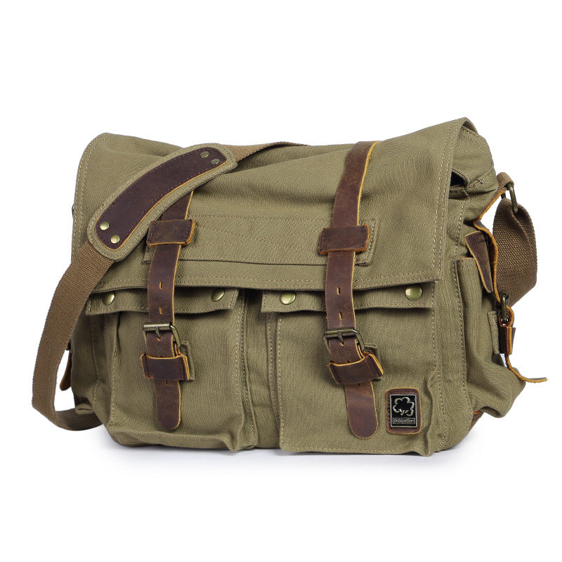 Men's Cotton Canvas Simple Medium Large Capacity Men's Messenger Bags