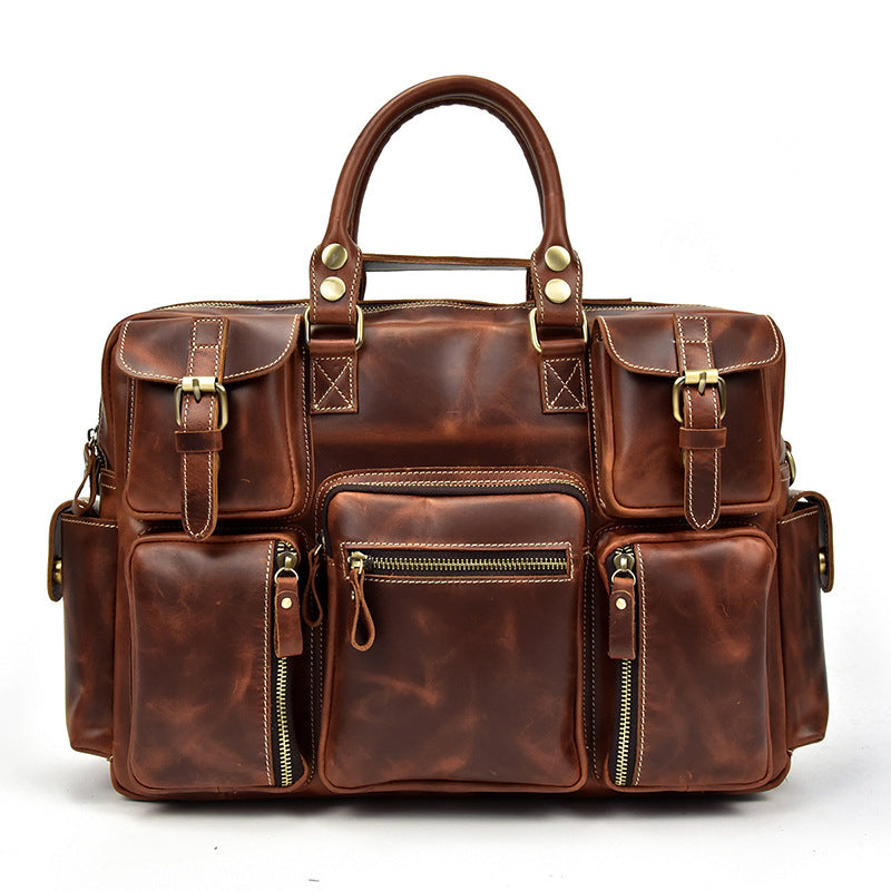 Men's Retro Crazy Horse Leather Large Capacity Men's Briefcases