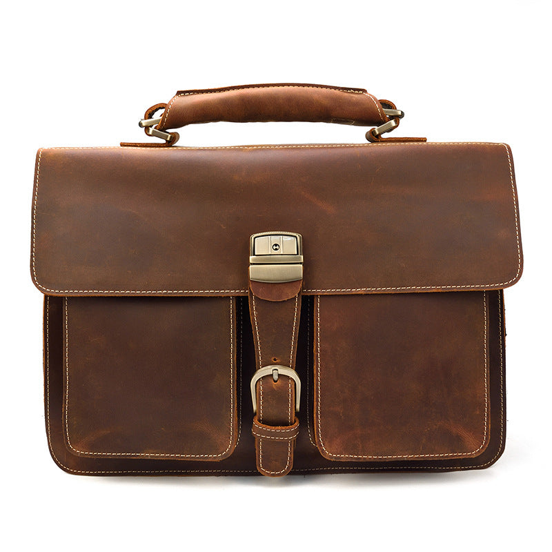 Men's Crazy Horse Leather Vintage First Layer Men's Briefcases