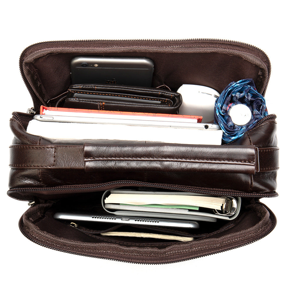 Men's Leather Crazy Horse Business Large Capacity Men's Messenger Bags